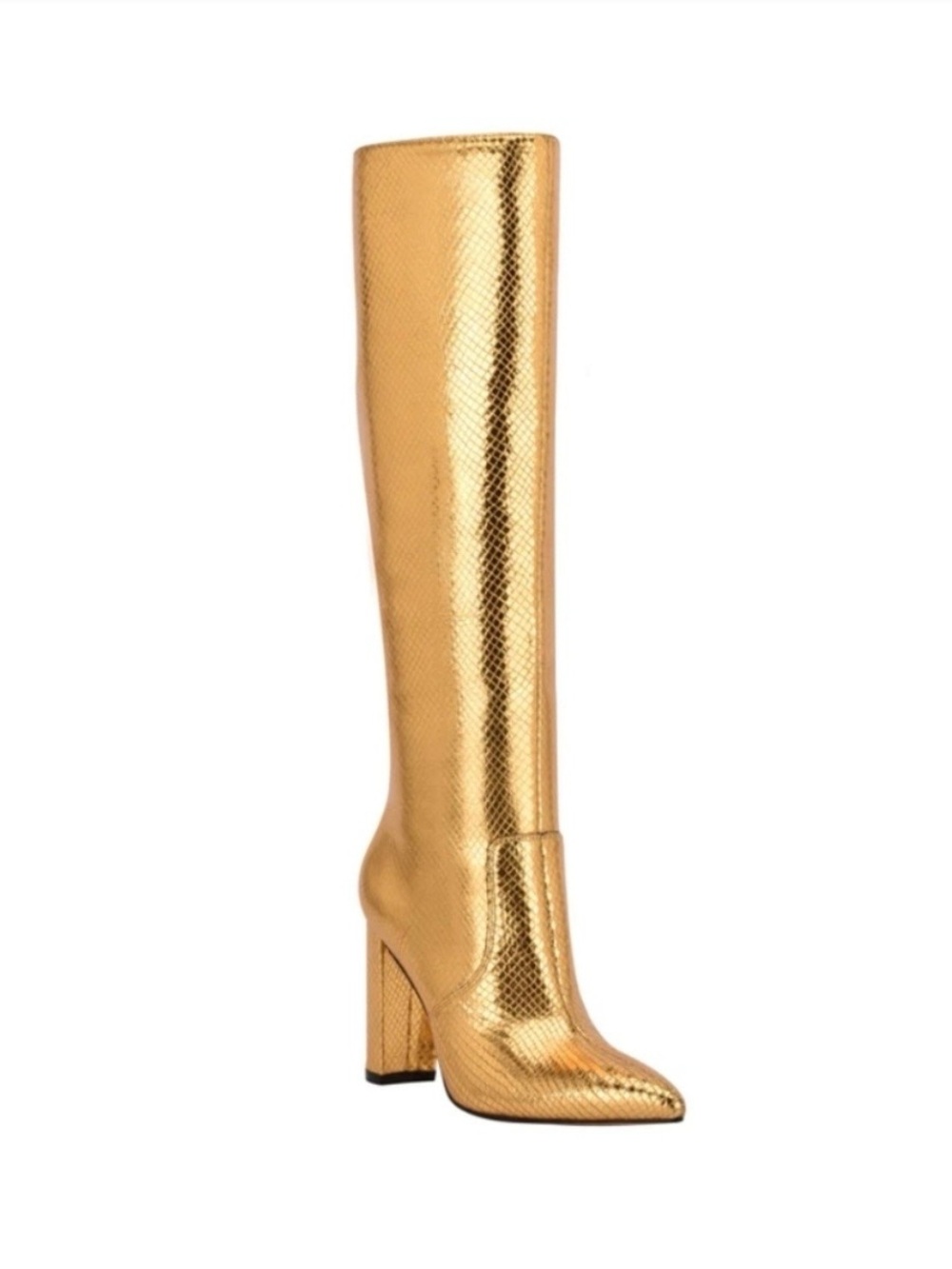 Marc Fisher Giancarlo Gold Knee High Heeled Boot sz 8.5